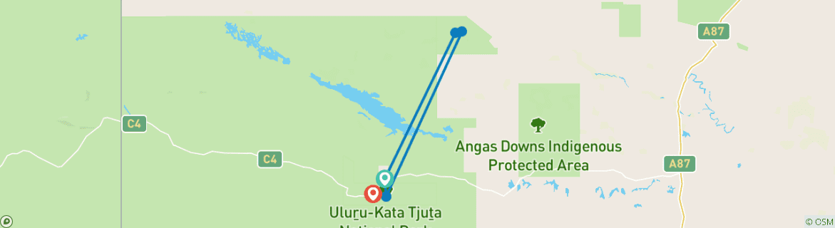 Image d'une carte montrant l'itinéraire du circuit