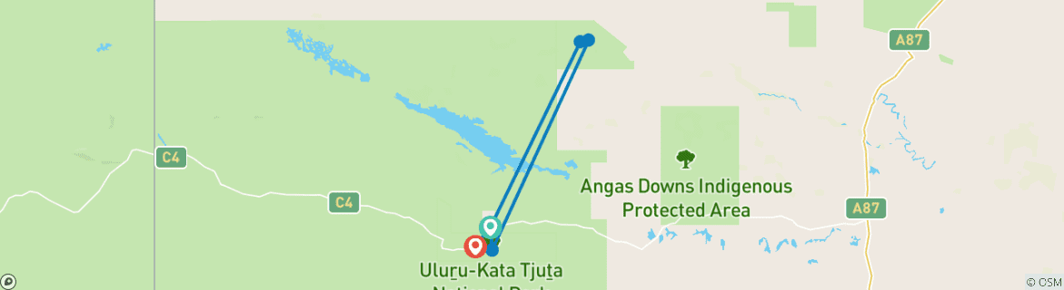 Image d'une carte montrant l'itinéraire du circuit