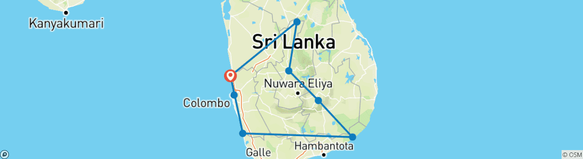 Image d'une carte montrant l'itinéraire du circuit