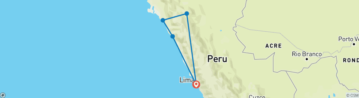 Image d'une carte montrant l'itinéraire du circuit