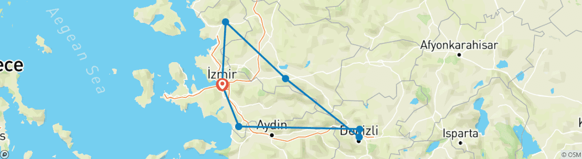 Image d'une carte montrant l'itinéraire du circuit
