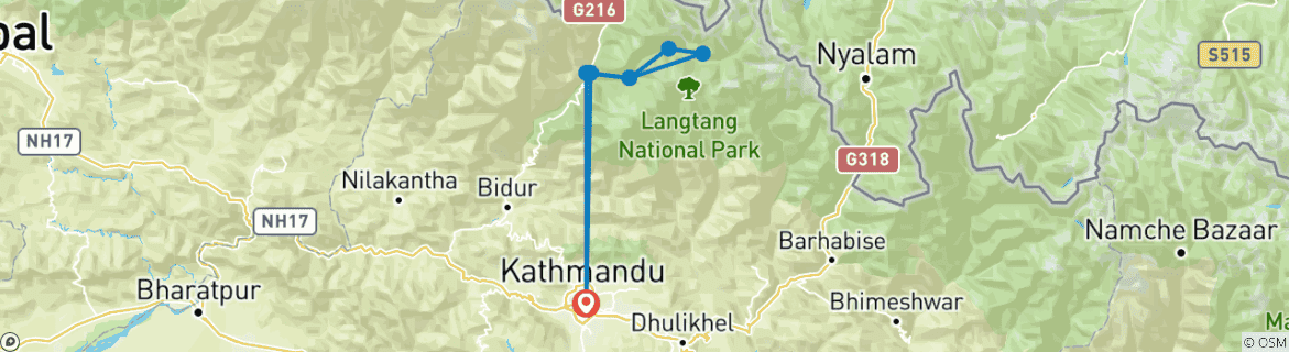 Image d'une carte montrant l'itinéraire du circuit