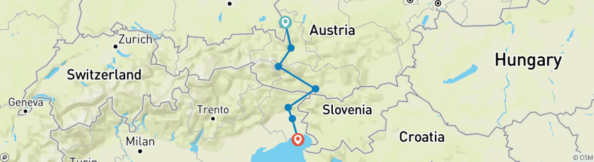 Karte mit der Reiseroute