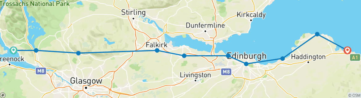 Karte mit der Reiseroute