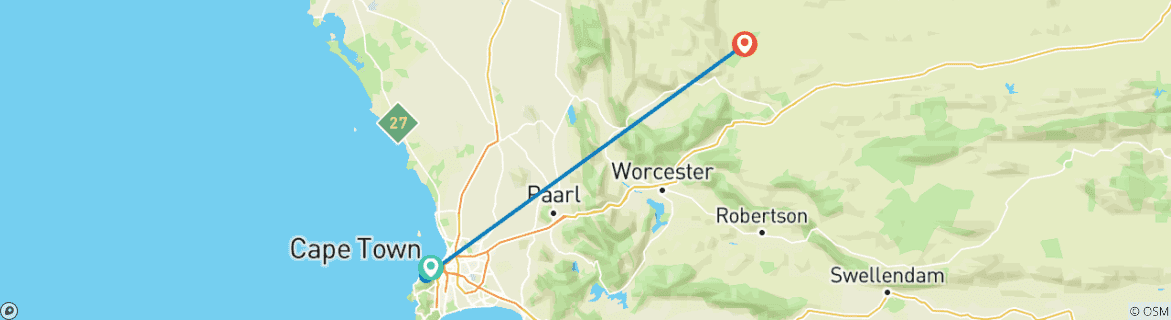 Image d'une carte montrant l'itinéraire du circuit