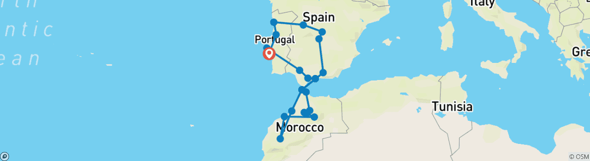 Image d'une carte montrant l'itinéraire du circuit