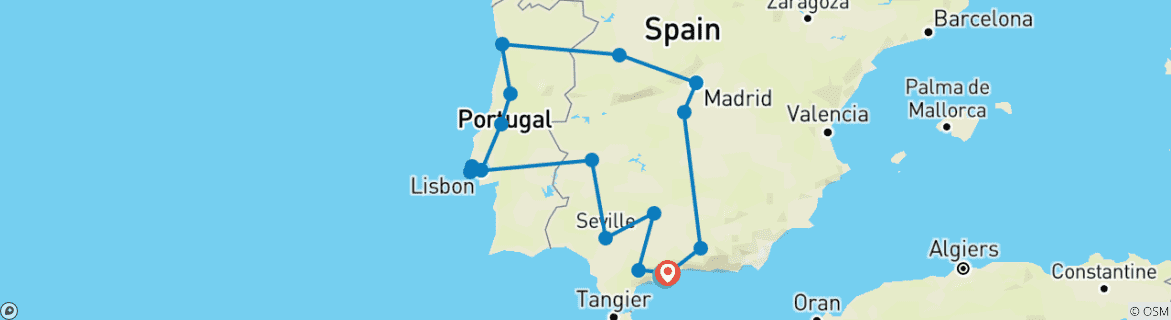 Image d'une carte montrant l'itinéraire du circuit