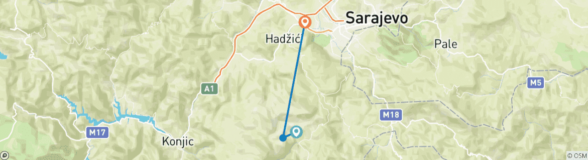 Karte mit der Reiseroute