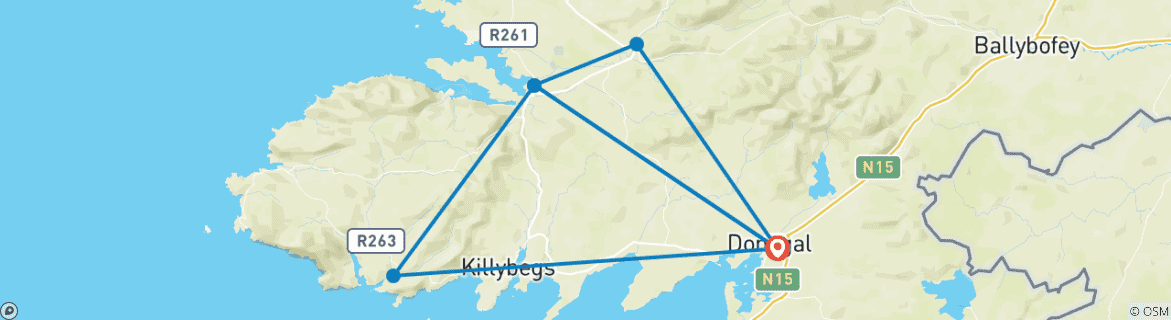 Image d'une carte montrant l'itinéraire du circuit
