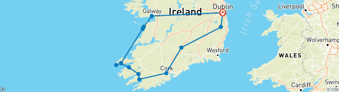 Image d'une carte montrant l'itinéraire du circuit