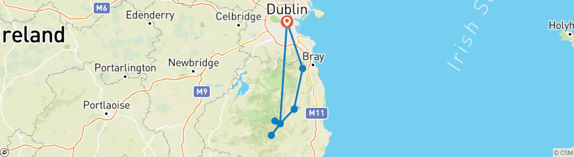 Image d'une carte montrant l'itinéraire du circuit