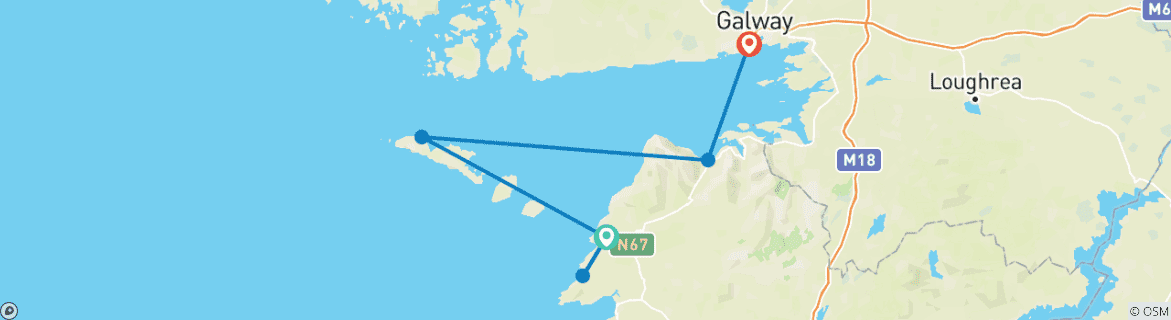 Karte mit der Reiseroute