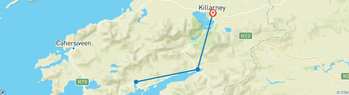 Image d'une carte montrant l'itinéraire du circuit