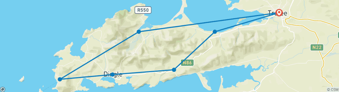 Karte mit der Reiseroute