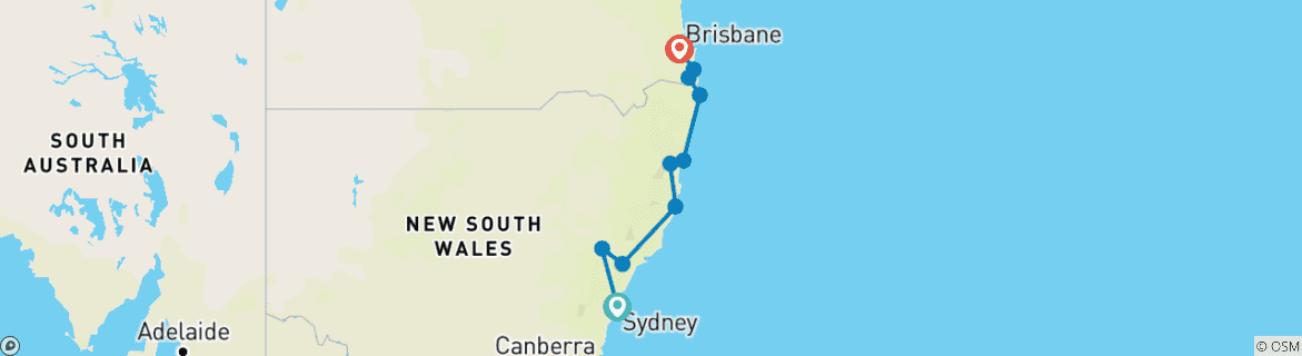 Image d'une carte montrant l'itinéraire du circuit