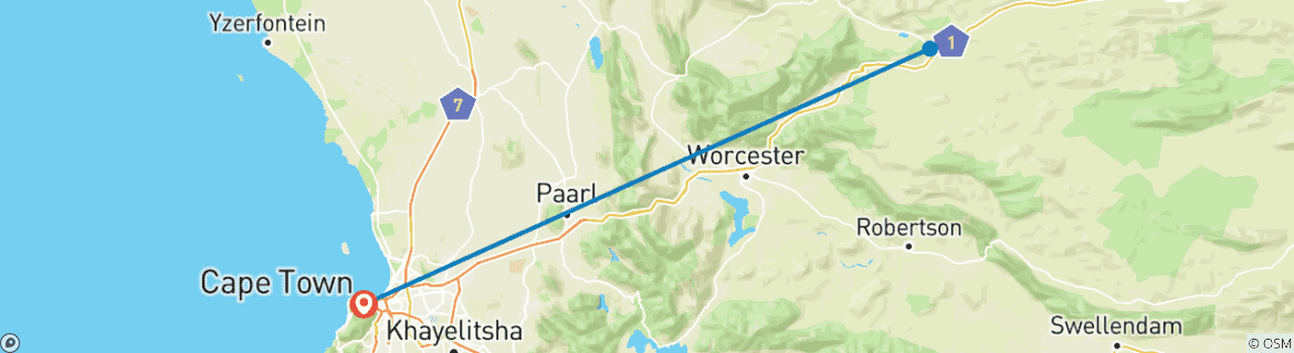 Image d'une carte montrant l'itinéraire du circuit