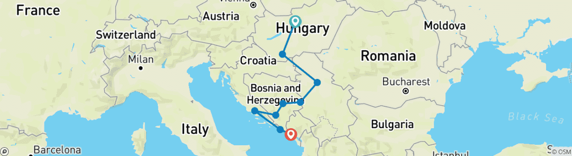 Image d'une carte montrant l'itinéraire du circuit