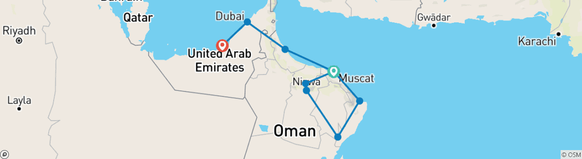 Image d'une carte montrant l'itinéraire du circuit