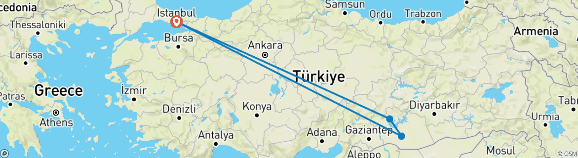 Image d'une carte montrant l'itinéraire du circuit