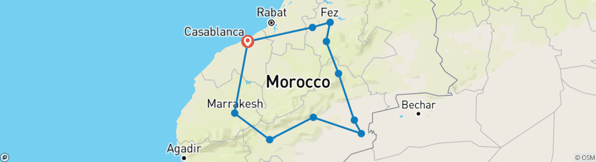 Image d'une carte montrant l'itinéraire du circuit