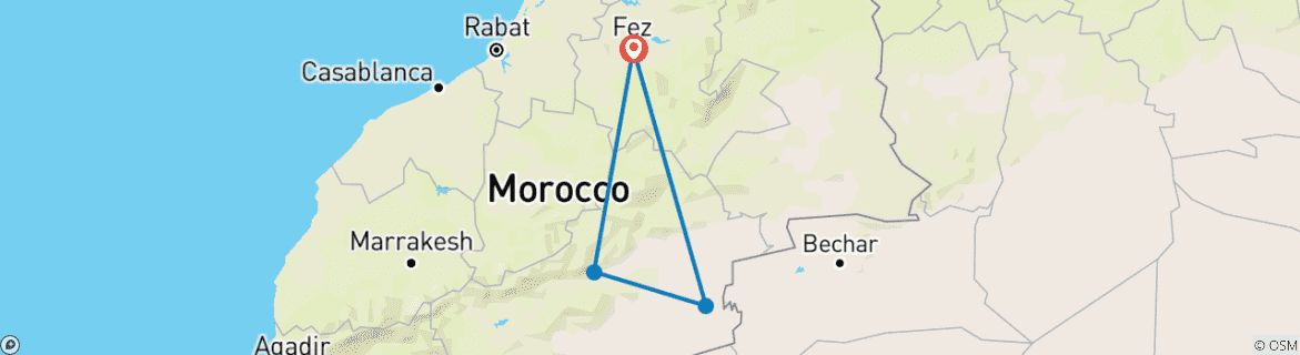 Image d'une carte montrant l'itinéraire du circuit