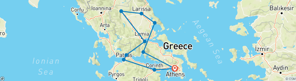 Image d'une carte montrant l'itinéraire du circuit