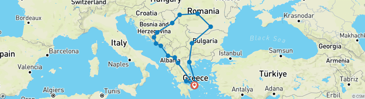 Karte mit der Reiseroute