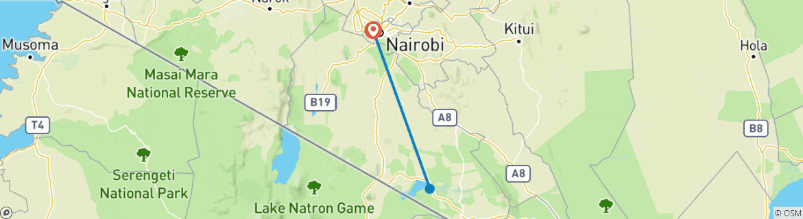 Kaart van 3-daagse groepssafari: Amboseli Nationaal Park