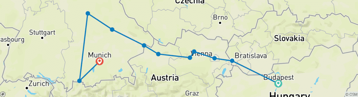 Image d'une carte montrant l'itinéraire du circuit