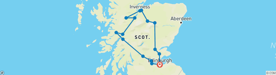 Image d'une carte montrant l'itinéraire du circuit