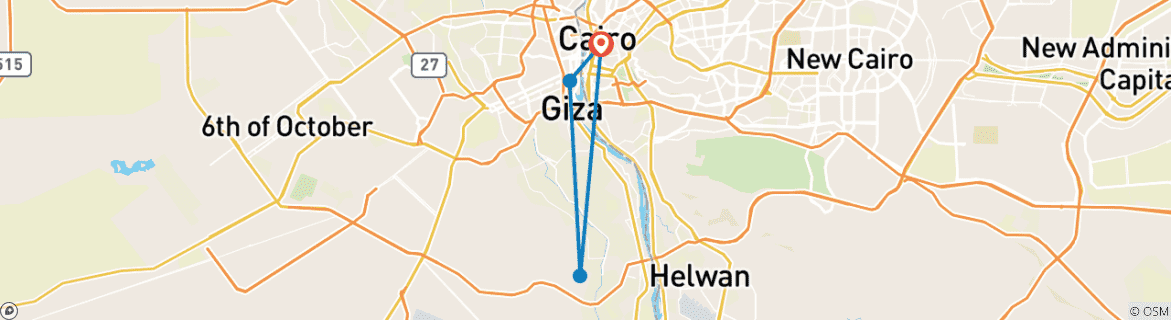 Image d'une carte montrant l'itinéraire du circuit