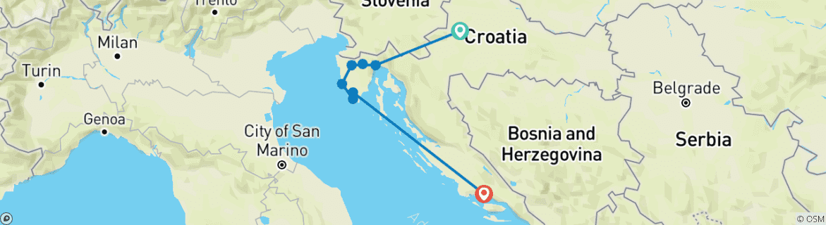 Image d'une carte montrant l'itinéraire du circuit