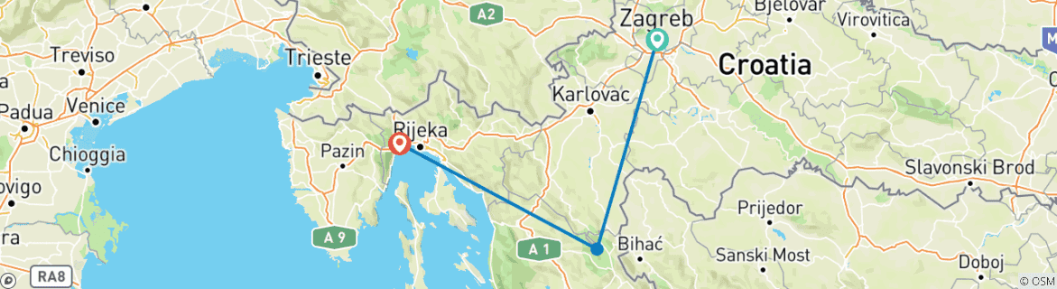 Image d'une carte montrant l'itinéraire du circuit