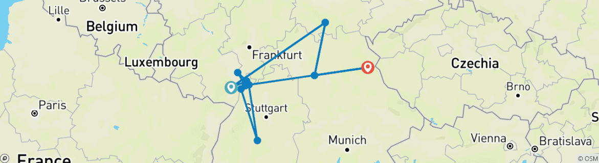 Foto van een kaart met de route van de rondreis