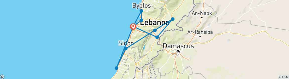 Image d'une carte montrant l'itinéraire du circuit