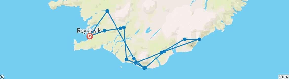 Foto van een kaart met de route van de rondreis