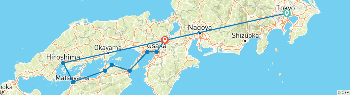 Foto van een kaart met de route van de rondreis