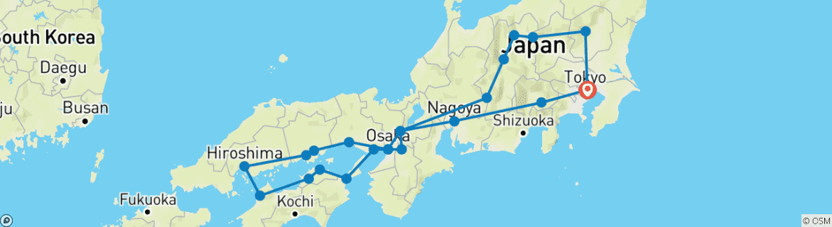 Image d'une carte montrant l'itinéraire du circuit