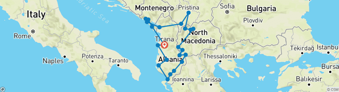 Image d'une carte montrant l'itinéraire du circuit