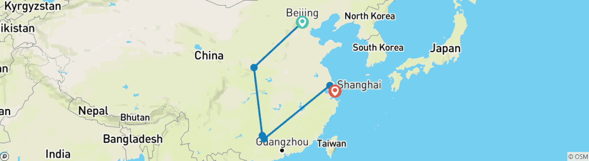 Image d'une carte montrant l'itinéraire du circuit