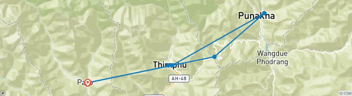 Foto van een kaart met de route van de rondreis