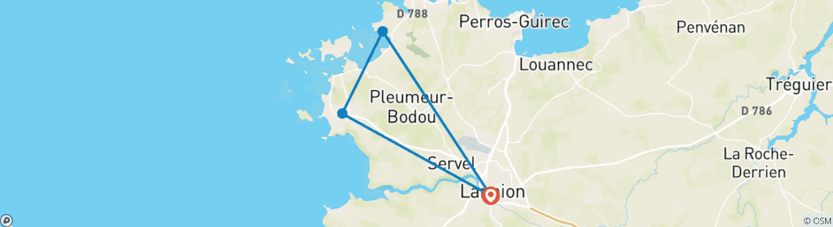 Foto van een kaart met de route van de rondreis