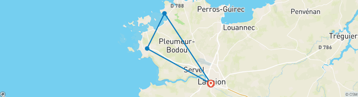 Image d'une carte montrant l'itinéraire du circuit