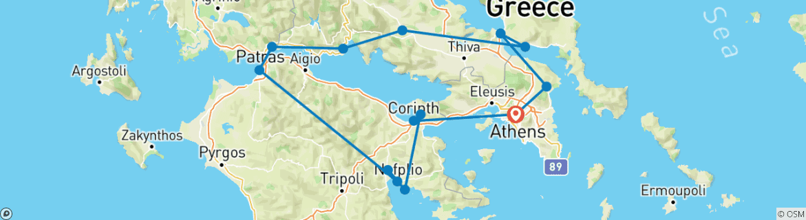 Image d'une carte montrant l'itinéraire du circuit