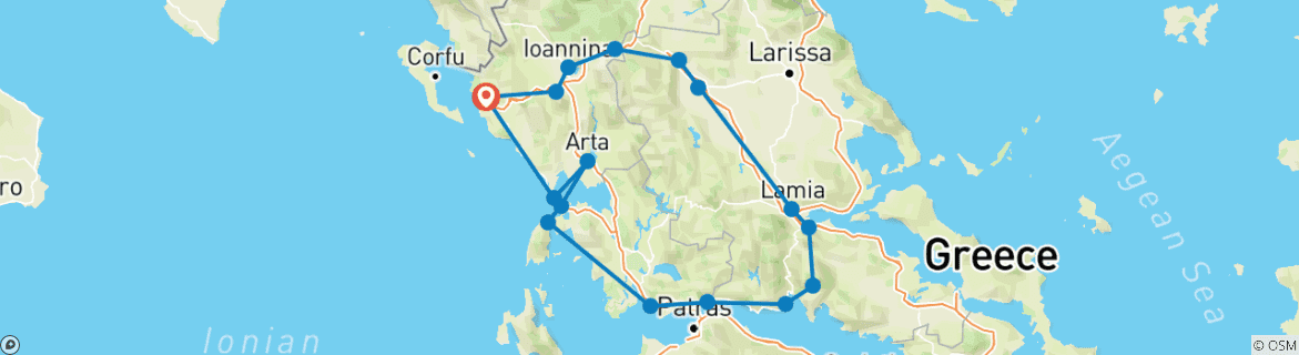 Image d'une carte montrant l'itinéraire du circuit