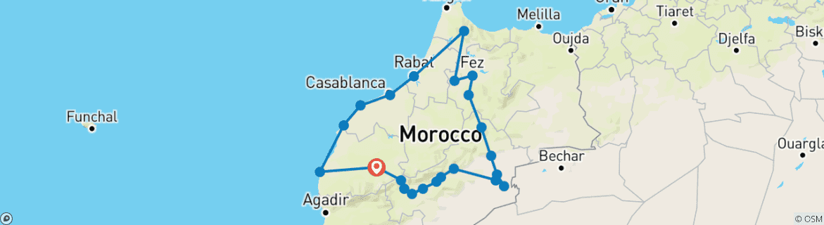 Image d'une carte montrant l'itinéraire du circuit