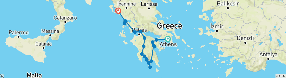 Foto van een kaart met de route van de rondreis