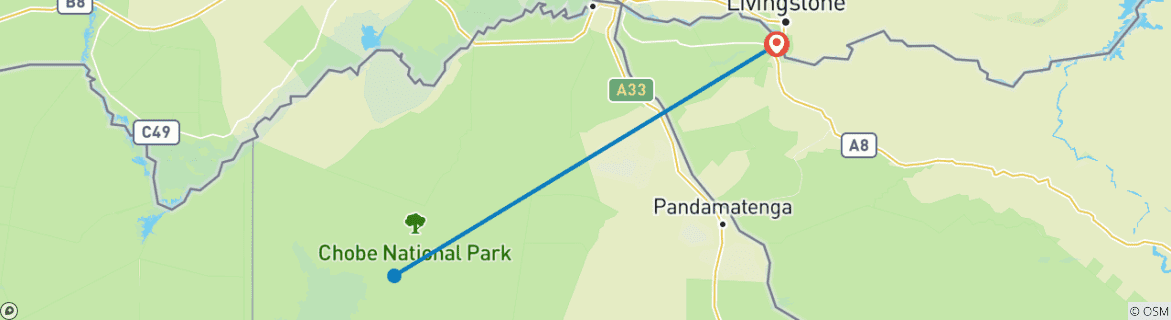 Karte mit der Reiseroute