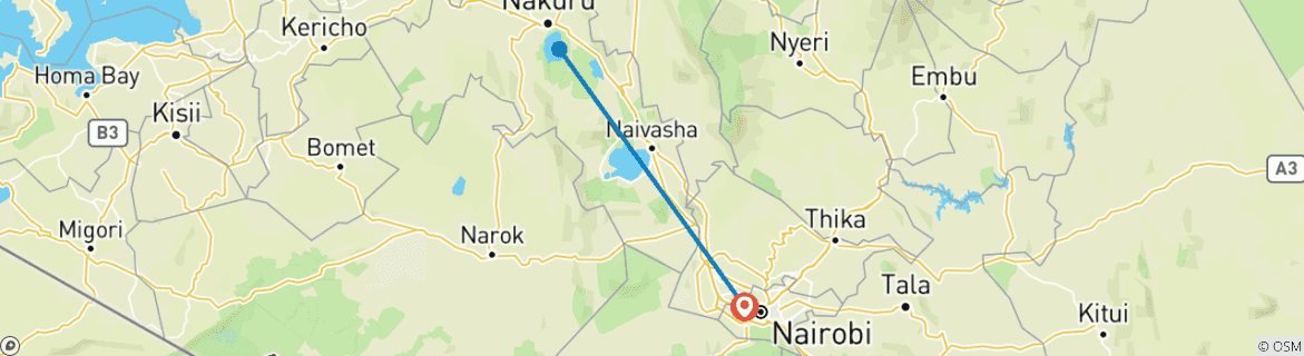 Karte mit der Reiseroute