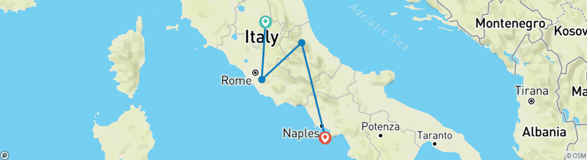 Karte mit der Reiseroute